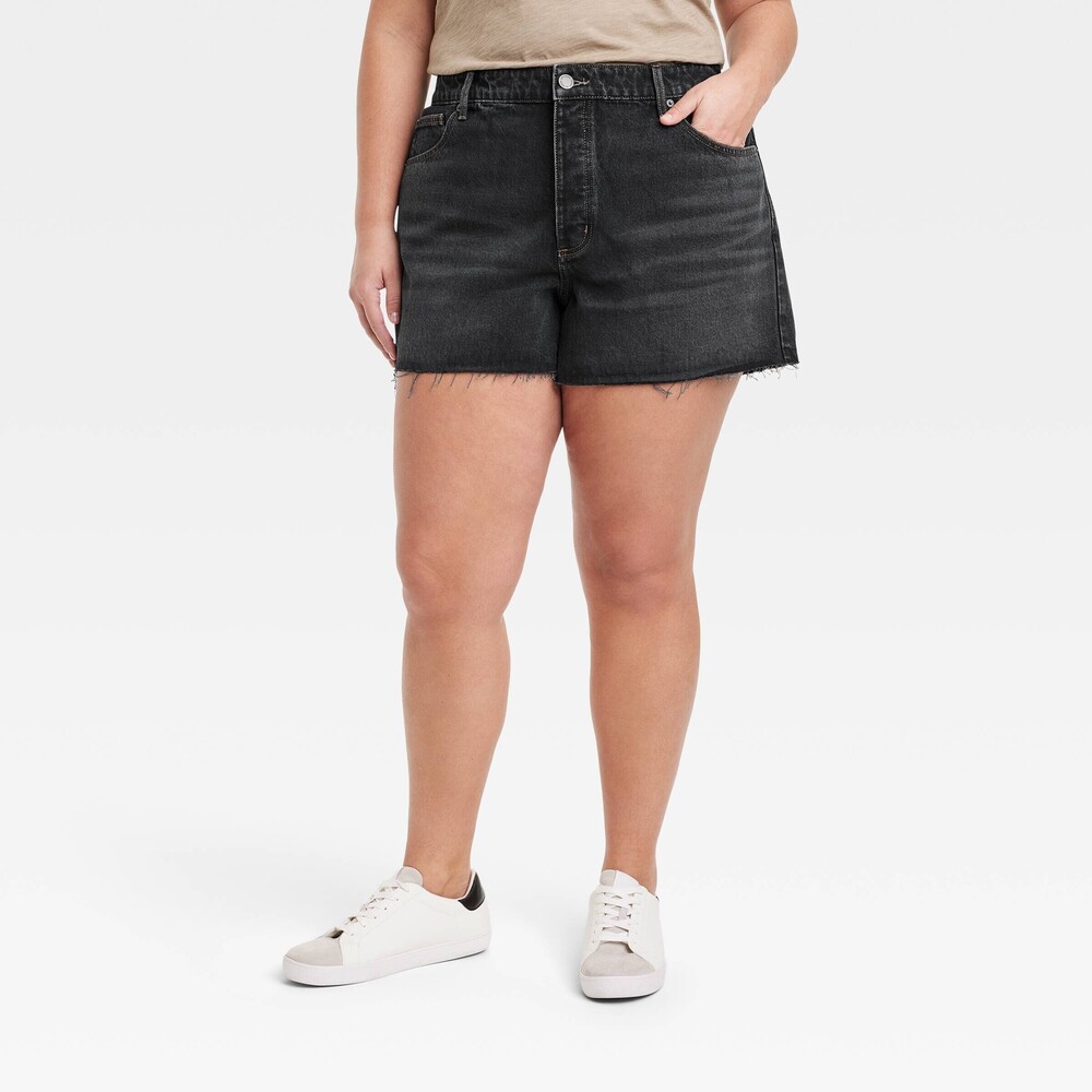 Universal Thread 90s Baggy Jean Shorts Plus 26 NWT Black Wash Mid‑Rise Denim